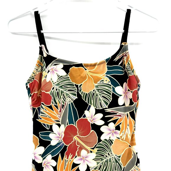 New Hurley Black Floral One Piece Open Back Swimsuit Womens Size XS - Picture 2 of 8